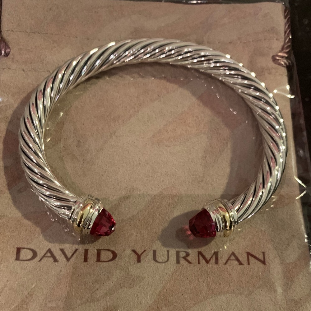 DY SILVER AND GOLD 7mm BRACELET WITH TOURMALINE